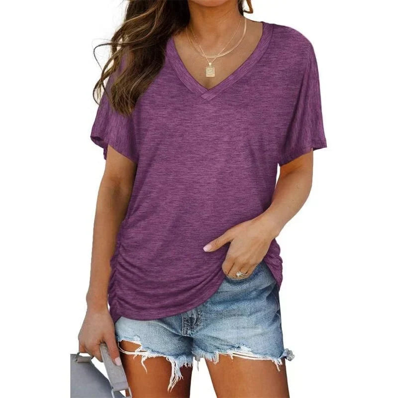 SoftLuxe – Camiseta Cómoda de Algodón con Cuello en V para Mujer