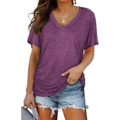 SoftLuxe – Camiseta Cómoda de Algodón con Cuello en V para Mujer