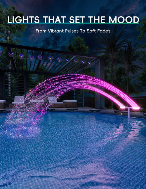 GlowRipple – Fuente solar a control remoto para ambiente de piscina