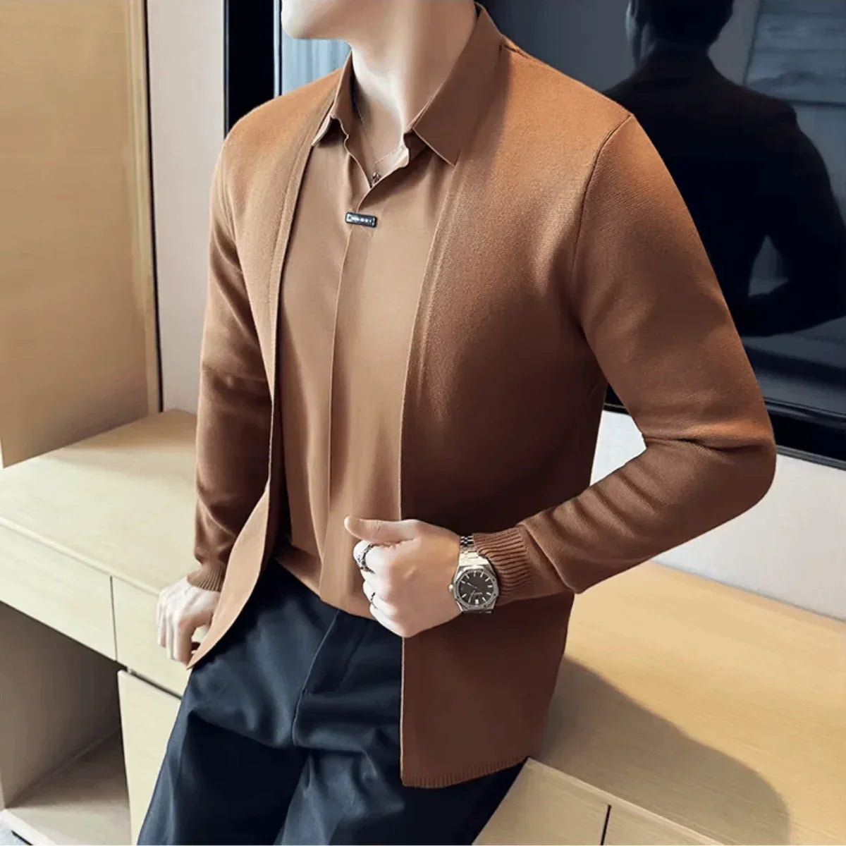 Layer™ – Camisa 2 en 1 con efecto cárdigan