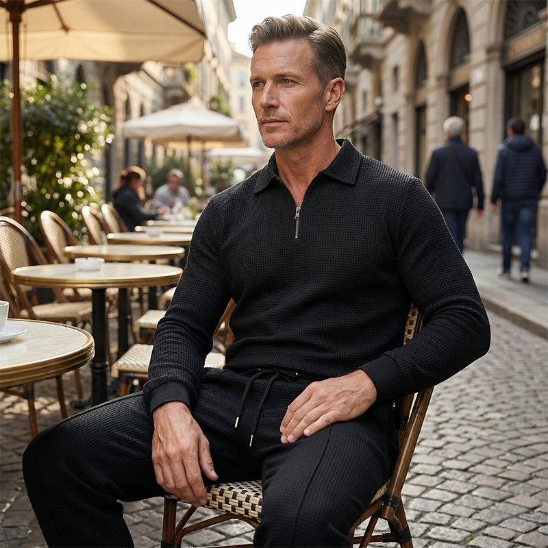 UrbanEase – Conjunto de descanso para hombre en tejido tipo gofre transpirable