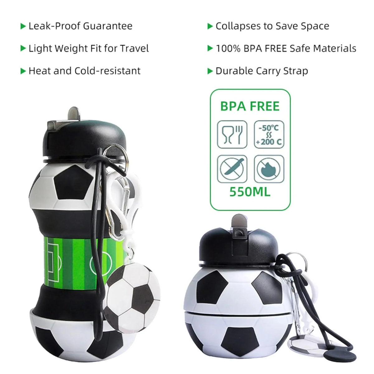 SportSip – Vaso de silicona plegable con forma de pelota deportiva