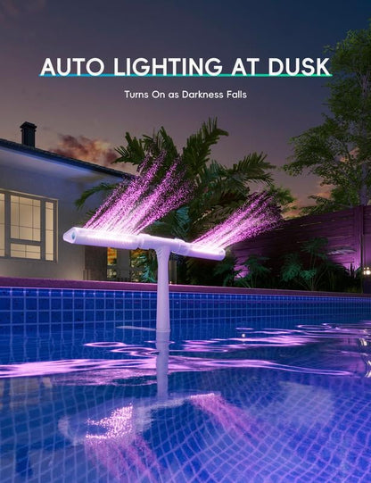 GlowRipple – Fuente solar a control remoto para ambiente de piscina
