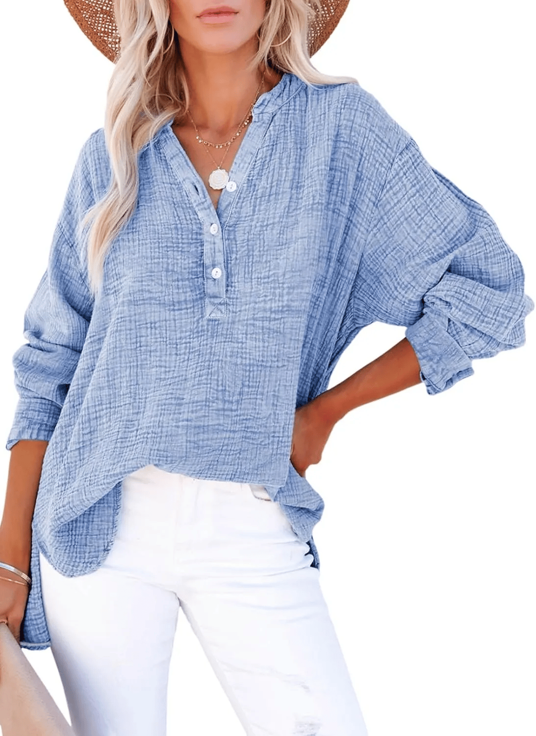 CloudFit – Lässige Oversized-Bluse aus Musselin für Damen