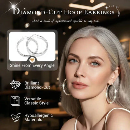 LumiLuxe – Pendientes de aro con corte brillante de diamante