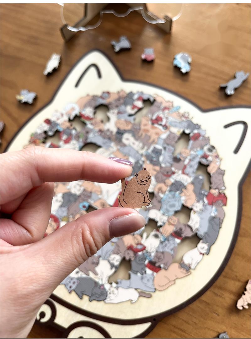 WhiskerCraft – 135-teiliges Katzen-Holzpuzzle