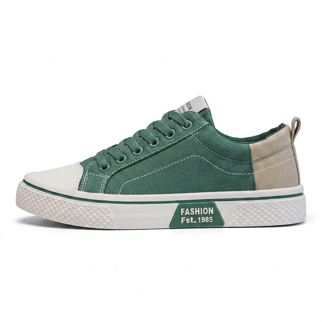 Retroglide — Canvas-Court-Sneaker mit grafischer Sohle