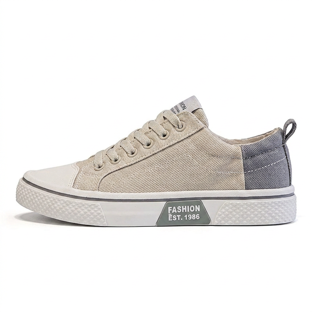 Retroglide — Canvas-Court-Sneaker mit grafischer Sohle