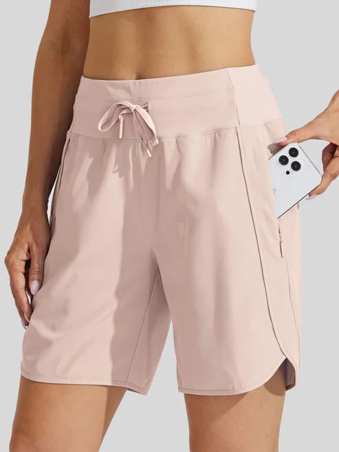 AthletiQ – Pantalones cortos de running de tiro alto para mujer