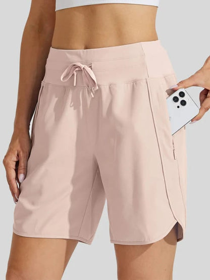 AthletiQ – Pantalones cortos de running de tiro alto para mujer