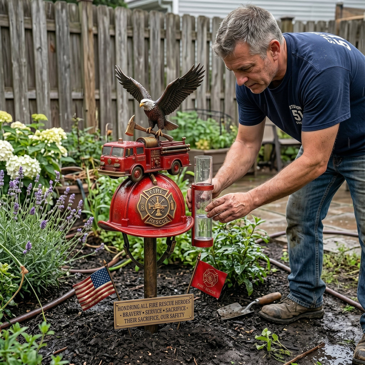 FireHonor – Estación pluviométrica Firefighter Tribute Garden