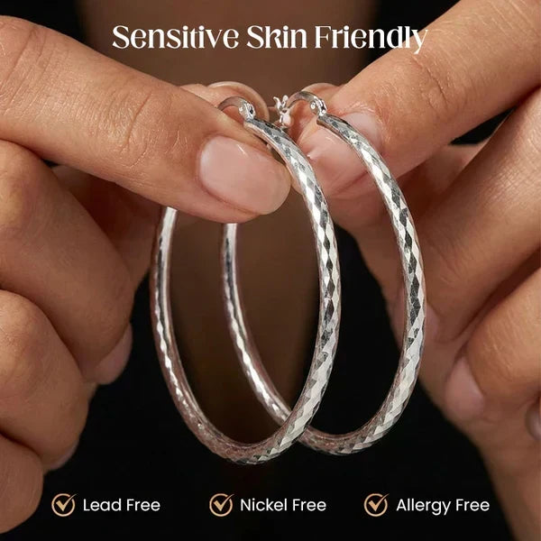 LumiLuxe – Pendientes de aro con corte brillante de diamante