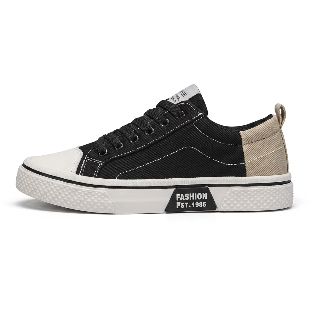 Retroglide — Canvas-Court-Sneaker mit grafischer Sohle