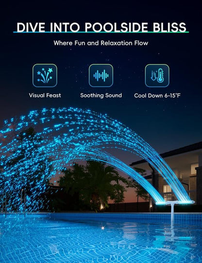 GlowRipple – Fuente solar a control remoto para ambiente de piscina