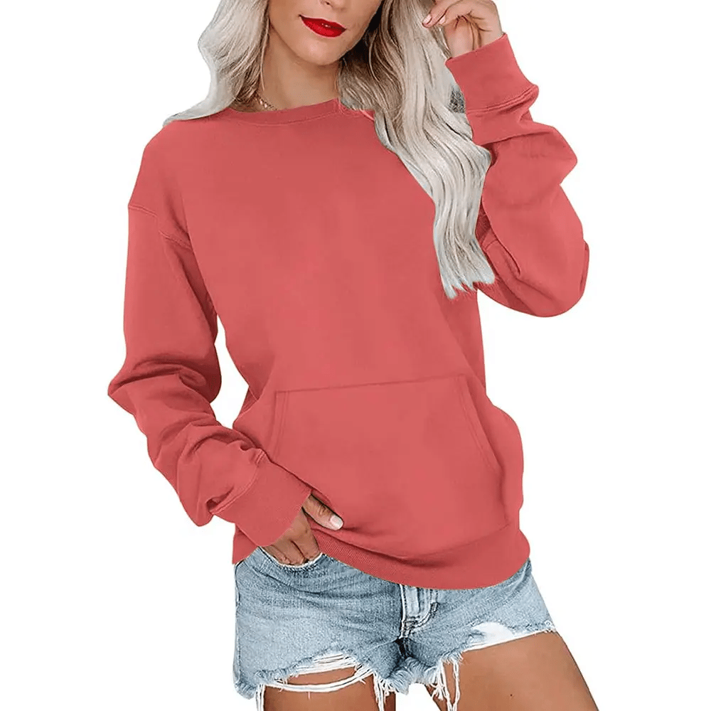 CozyCore – Sudadera sin Capucha Cuello Redondo para Mujer