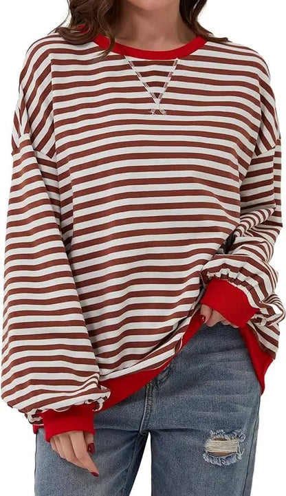 StripeAura – Sudadera de rayas color block para mujer