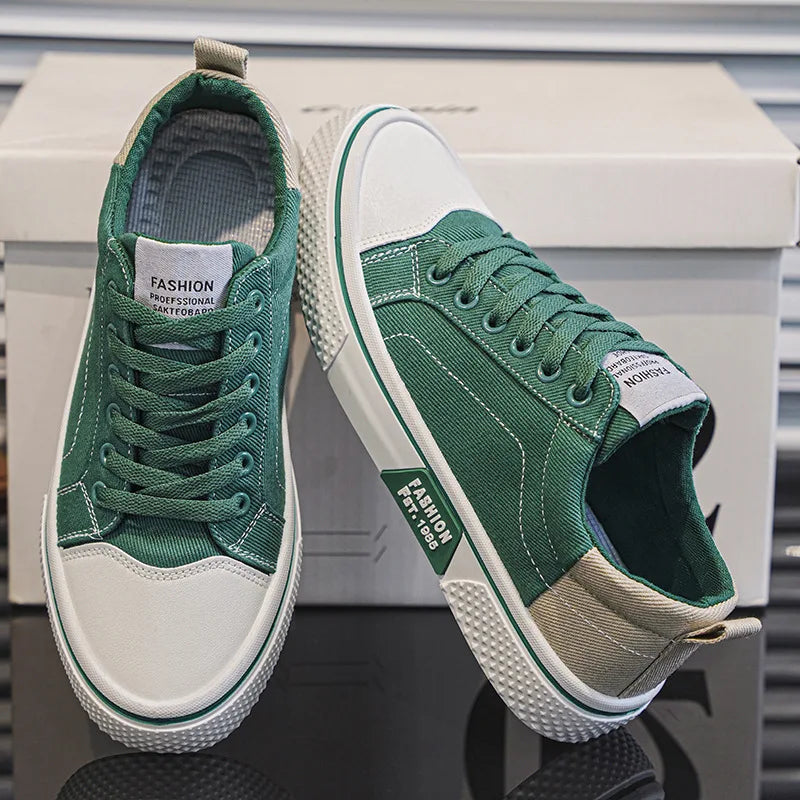 Retroglide — Canvas-Court-Sneaker mit grafischer Sohle