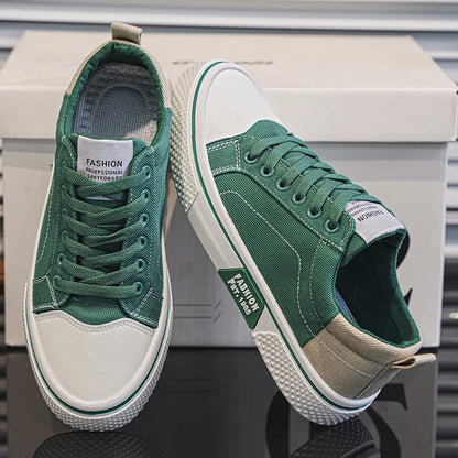 Retroglide — Canvas-Court-Sneaker mit grafischer Sohle