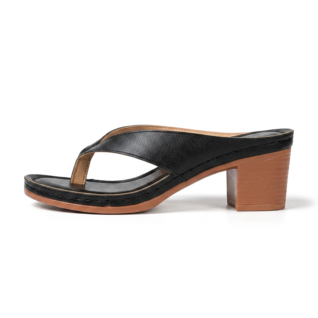 Brianna – Riemchensandalette mit Holzabsatz und perforiertem Fußbett