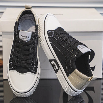 Retroglide — Canvas-Court-Sneaker mit grafischer Sohle