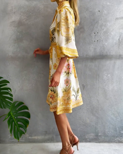 Vestido Estampado Línea A – Elegancia Fluida