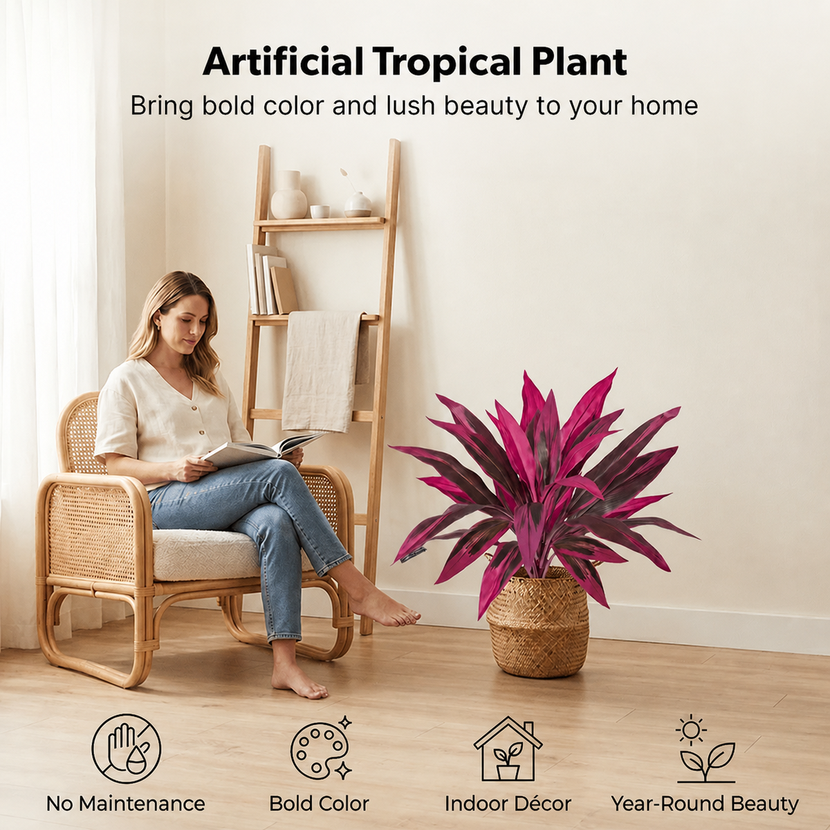 UrbanJungle – Juego de dúo de plantas tropicales artificiales
