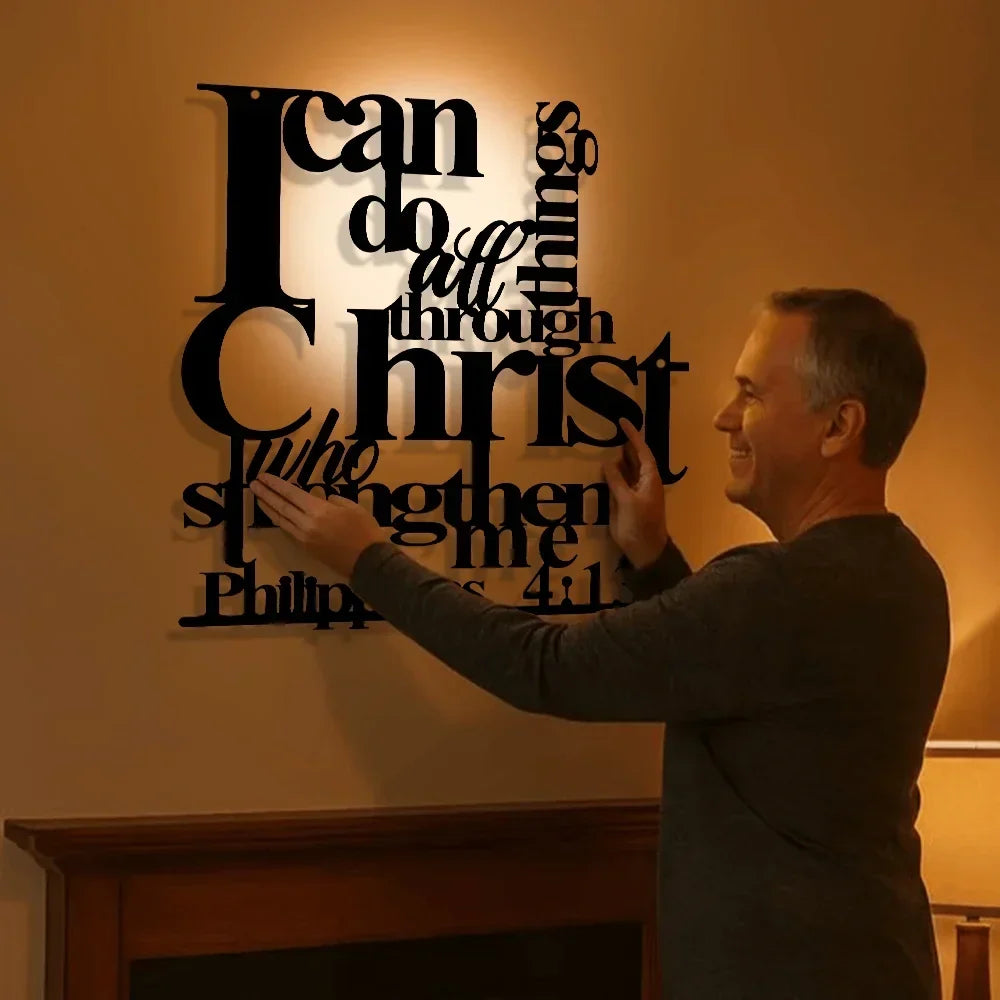 ChristStrength – Arte de Pared Inspiracional con Versículos Bíblicos
