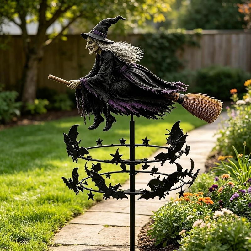 WitchWhirl – Molinillo de viento para jardín de Halloween encantado