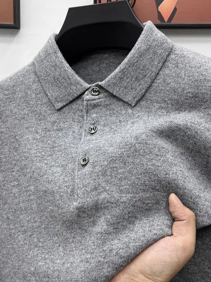 PrestigeKnit – Suéter polo de cachemira para hombre