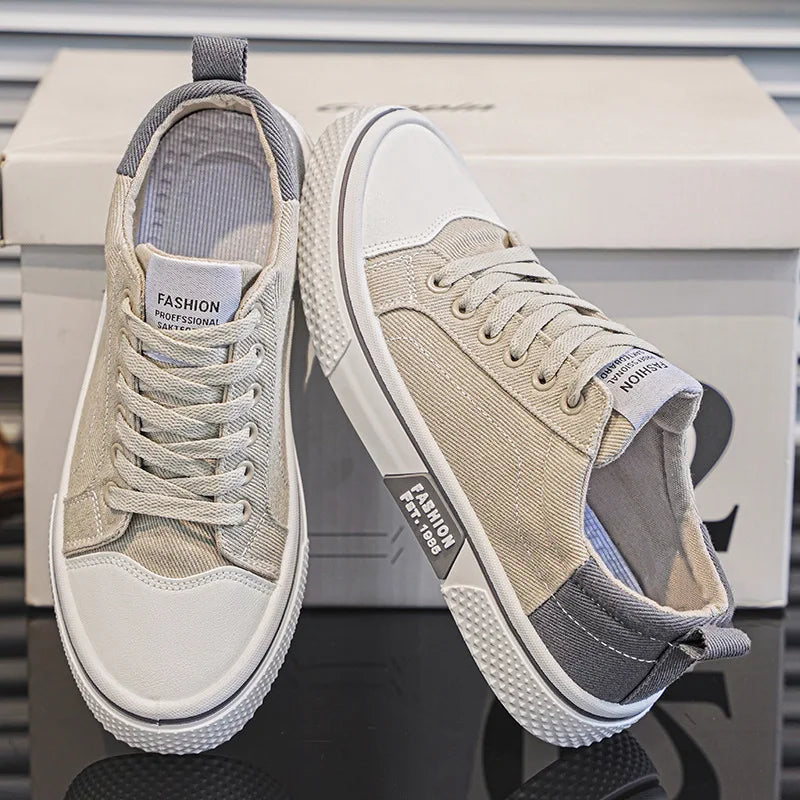 Retroglide — Canvas-Court-Sneaker mit grafischer Sohle