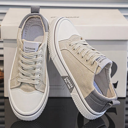 Retroglide — Canvas-Court-Sneaker mit grafischer Sohle