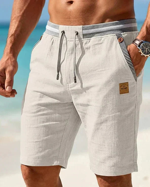 Coastal — Pantalones cortos con cordón y parche de cuero para hombre