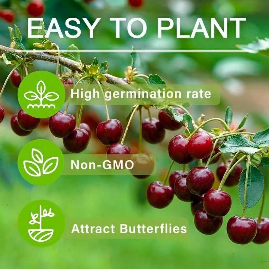 🍒 (Nueva Cosecha) Semillas de Cereza Dulce 🌿Pre-preparadas para Alta Germinación (99% de Germinación)