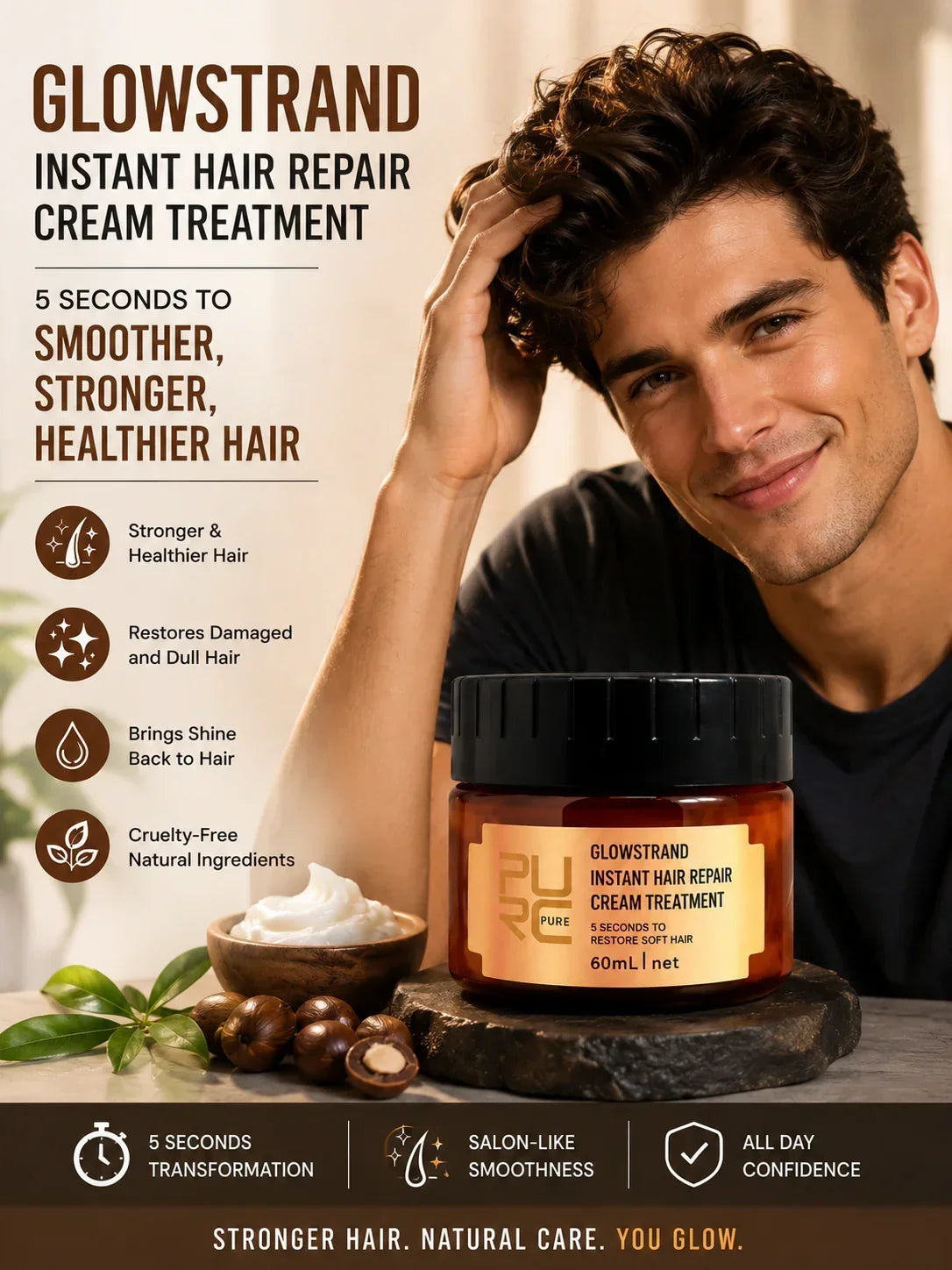 GlowStrand – Tratamiento en Crema Reparador Capilar Instantáneo