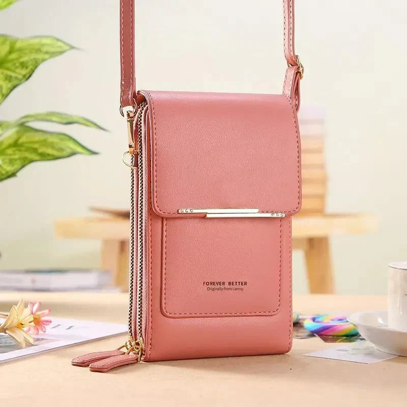 VistaPouch – Cartera bandolera para mujer con pantalla táctil, sencilla y elegante