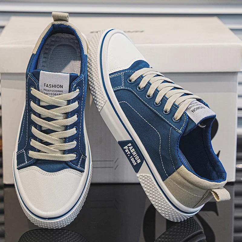 Retroglide — Canvas-Court-Sneaker mit grafischer Sohle