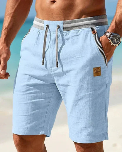 Coastal — Pantalones cortos con cordón y parche de cuero para hombre