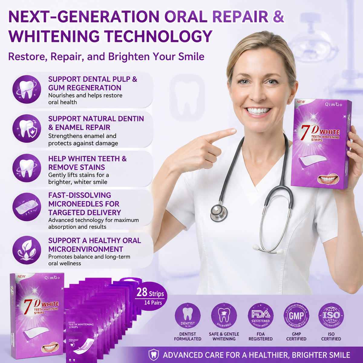 Dentafresh Pro – Tiras blanqueadoras reparadoras