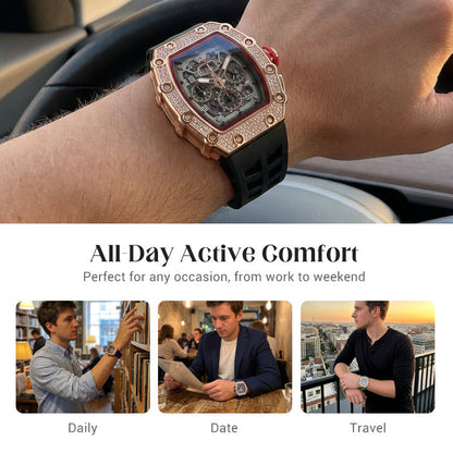 LuxeSpark – Reloj con incrustaciones de pedrería