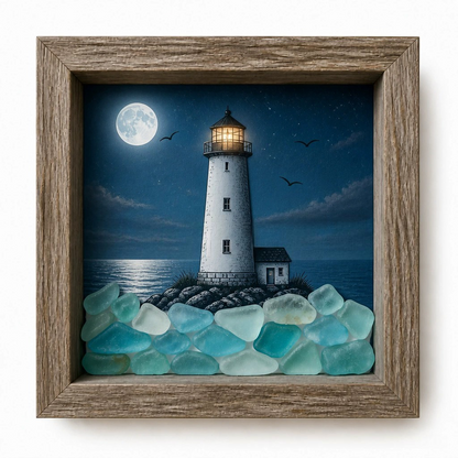 CoastalGlow – Meerglas-Leuchtturm-Schattenlicht
