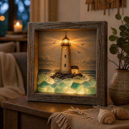 CoastalGlow – Meerglas-Leuchtturm-Schattenlicht