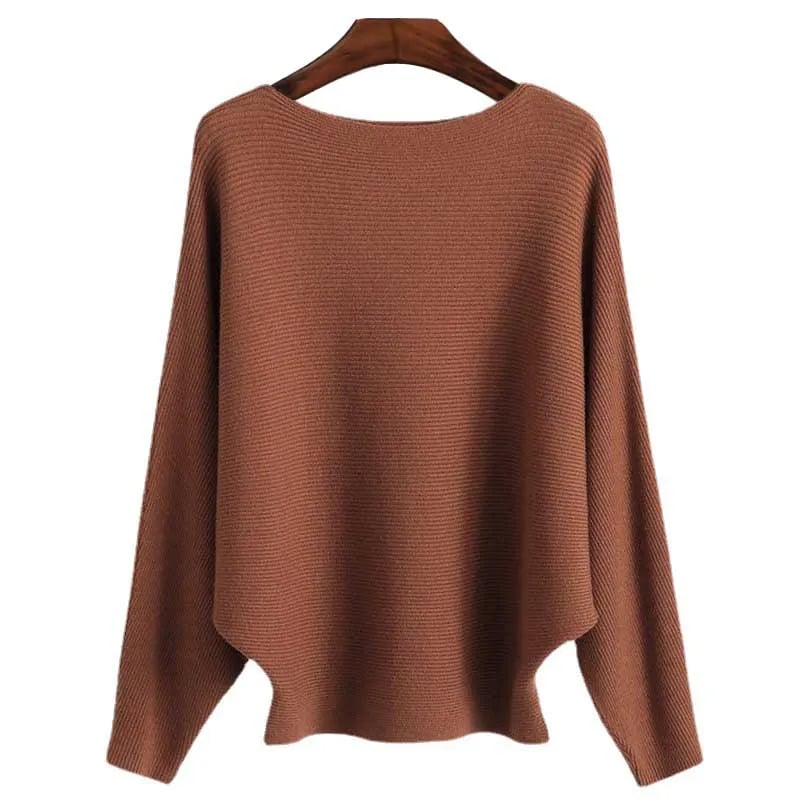 CozyWave – Damen-Strickpullover mit U-Boot-Ausschnitt und Fledermausärmeln