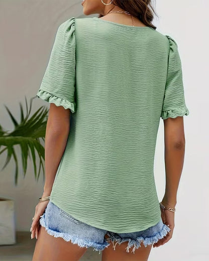 VibeLuxe – Camisa elegante con mangas de volantes