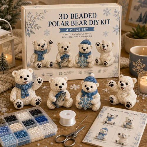 BearCraft - Kit de bricolaje de oso con cuentas 3D (set de 4 piezas hechas a mano)