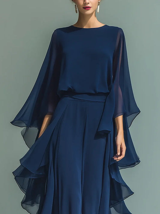 GraceLuxe – Elegantes Chiffon-Hosen-Set