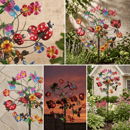 ☀️🌀 Molinetes de Viento para Exteriores con Flores Decorativas🌸 (Incluye soporte)