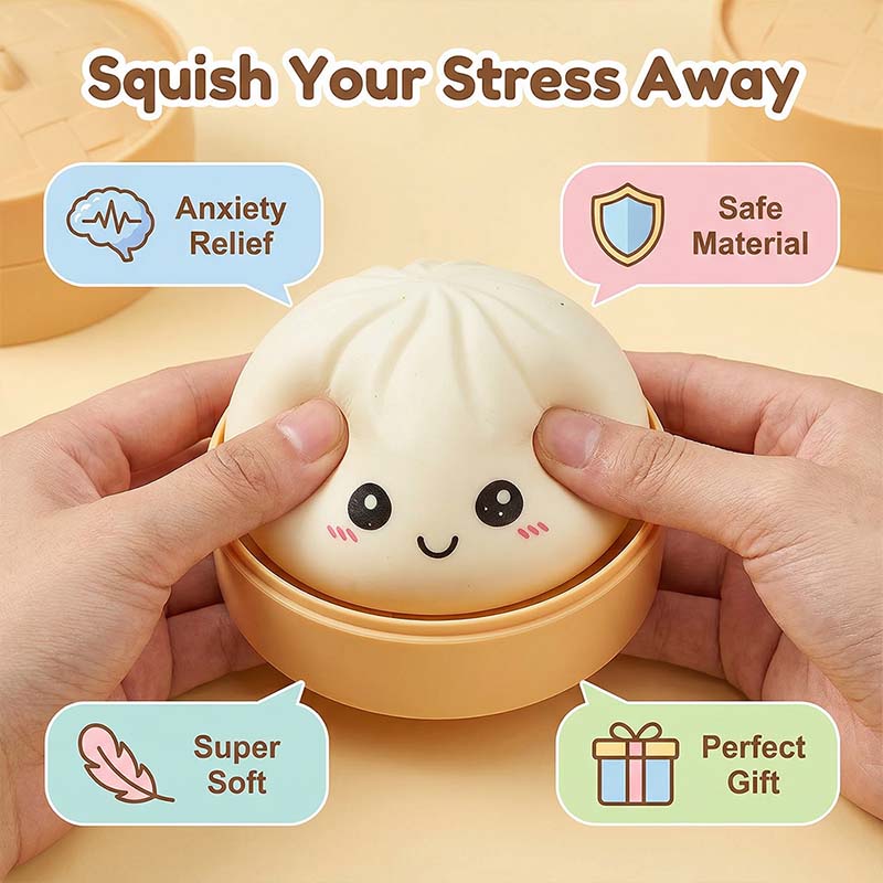 SquishJoy – Juguete Blando Súper Raro de Arcoíris con Forma de Dumpling Sonriente