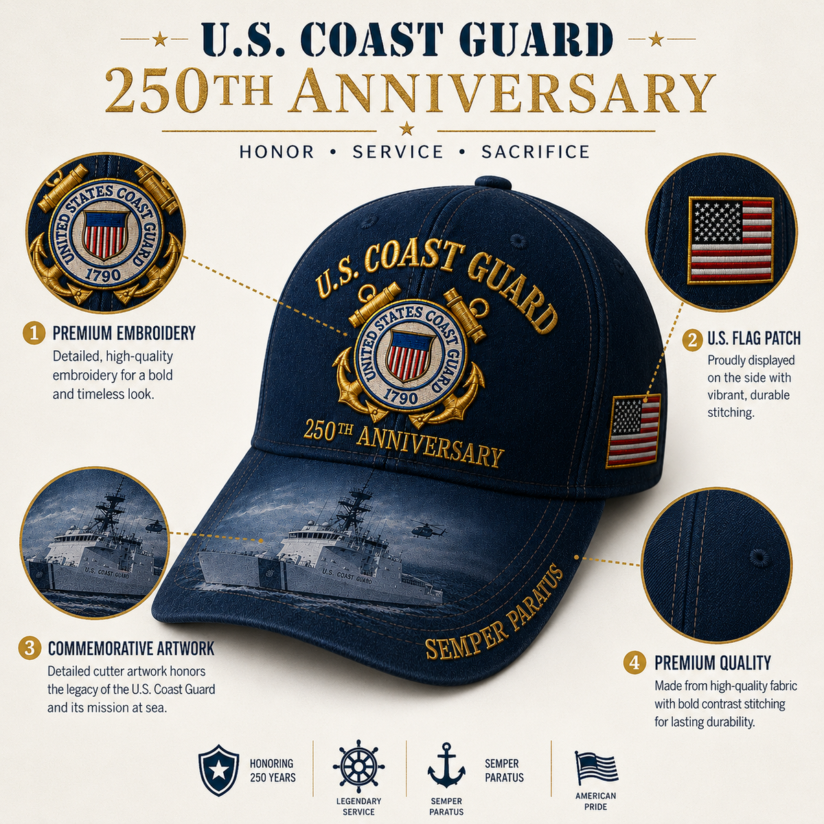 MarinerValor – Gorra conmemorativa patriótica de aniversario