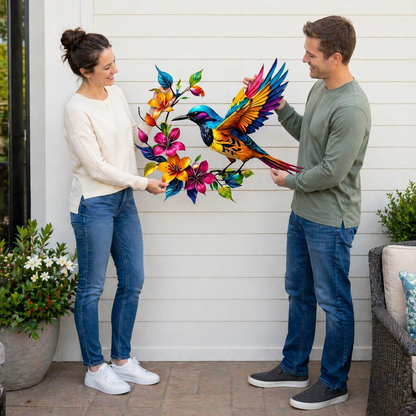 BloomForge – Arte de pared de metal de colibrí