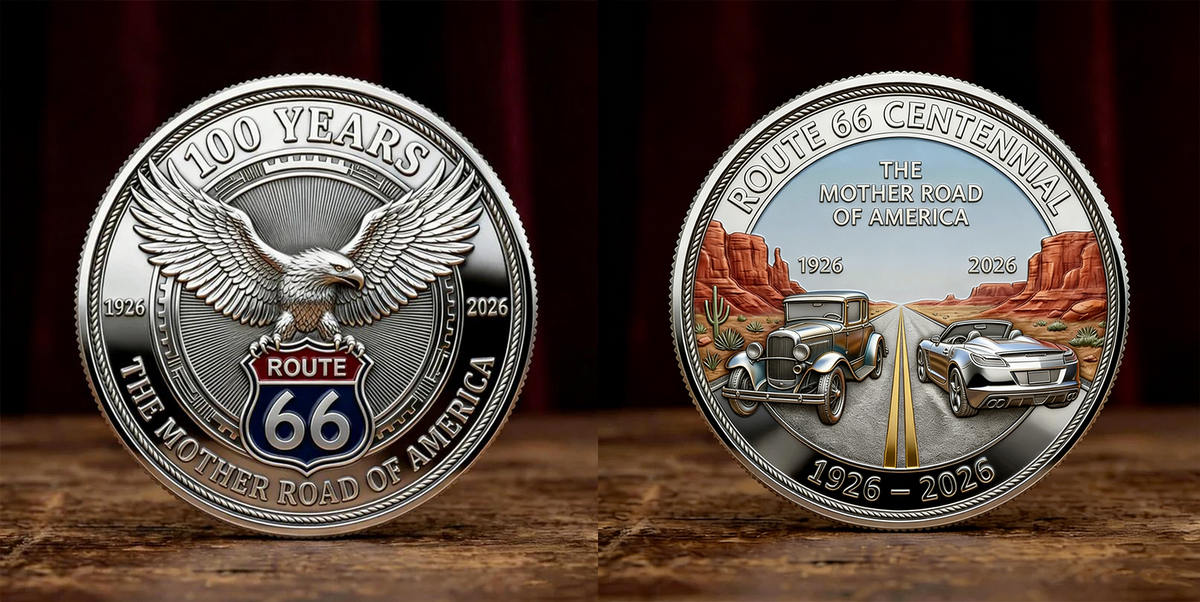 HeritageMint – Medallón Conmemorativo de los 100 Años de Libertad de la Ruta 66
